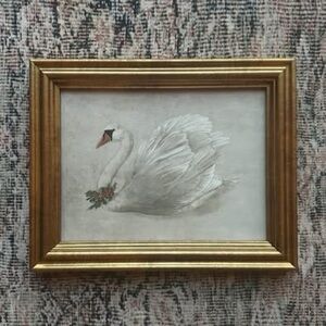 Threshold with Studio McGee Gold Framed Christmas Swan 10” x 8” Art